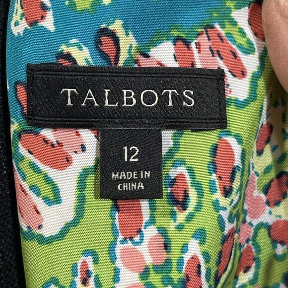 Talbots 100% Silk Paisley Short Sleeve Shift Dress Turquoise Green Coral 12 - Picture 4 of 12